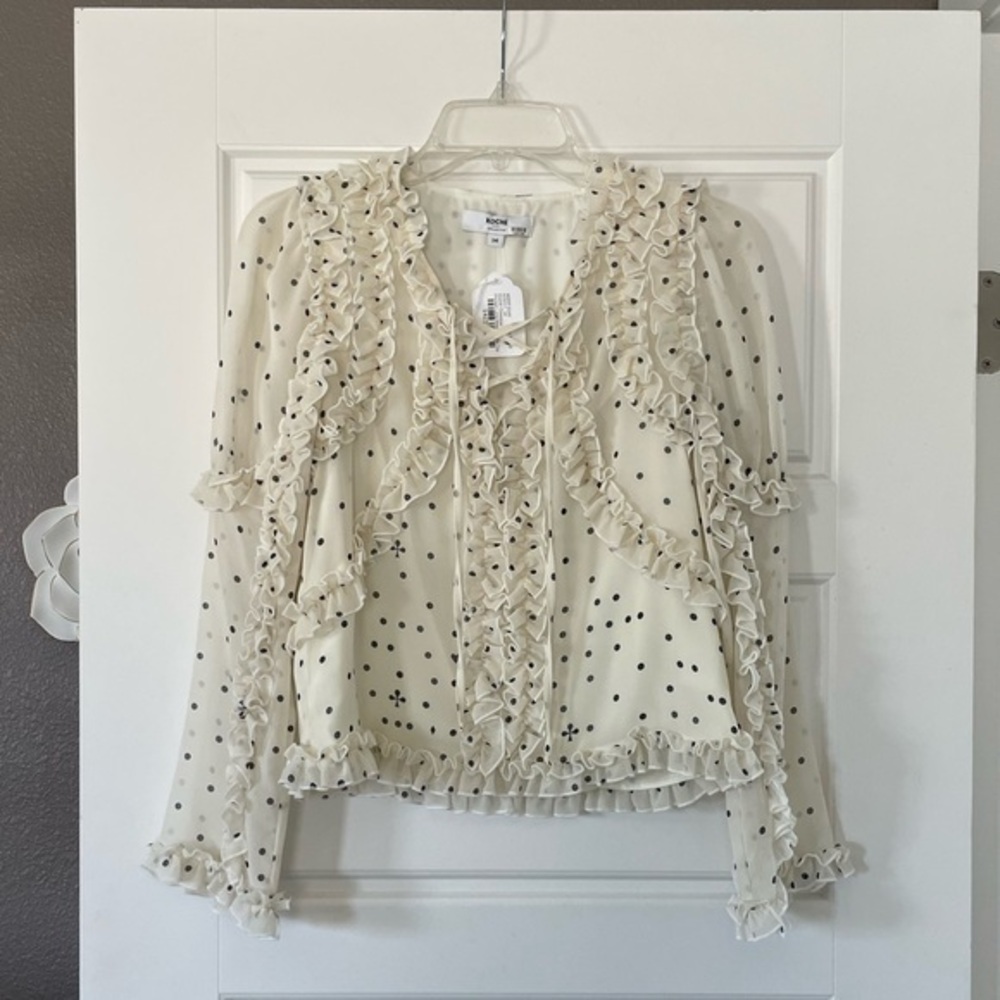Koche Printed Long Sleeve Ruffle Top
